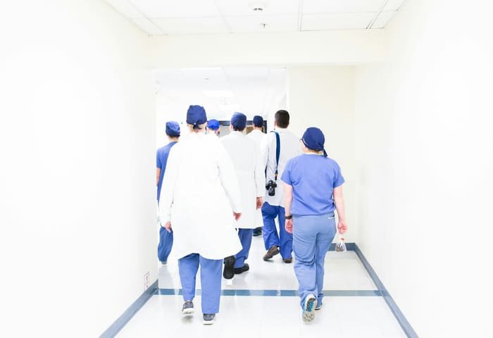 Healthcare staff coordinating hospital operations